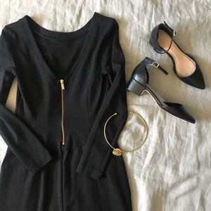 Boatneck Scoop-back Black Dress